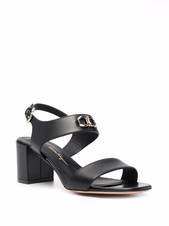 Ferragamo Gancini-Plaque Leather Sandals