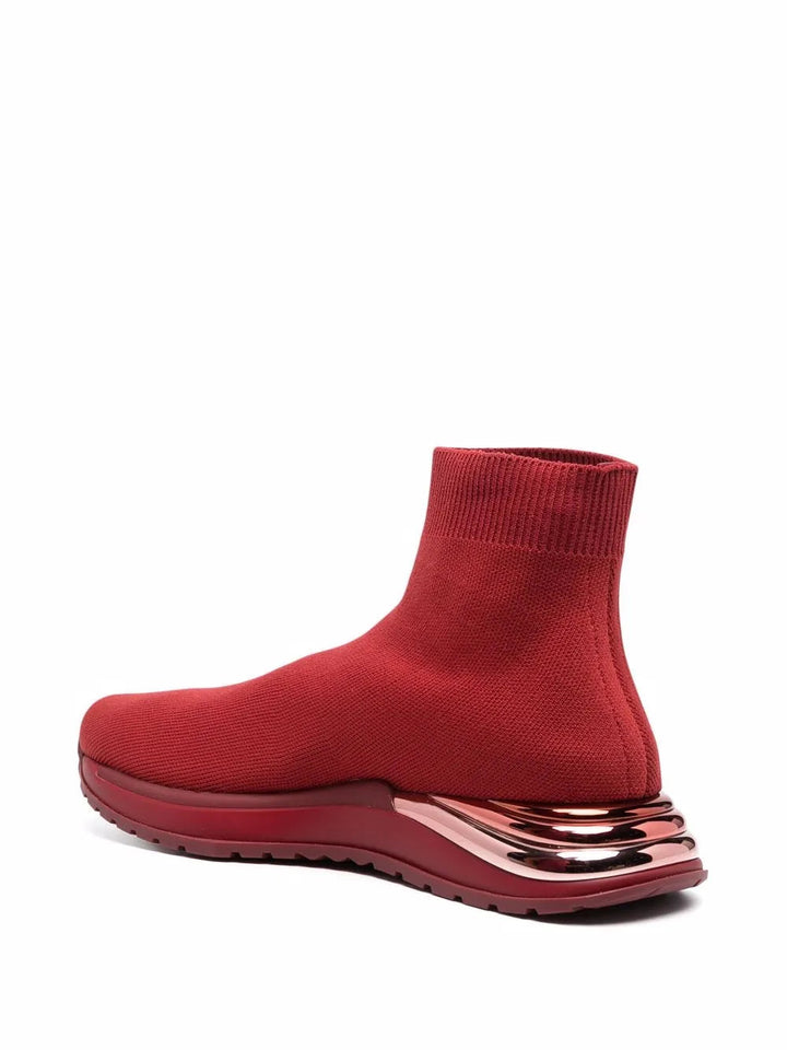Ferragamo Knitted High-Top Sock Sneakers in RED