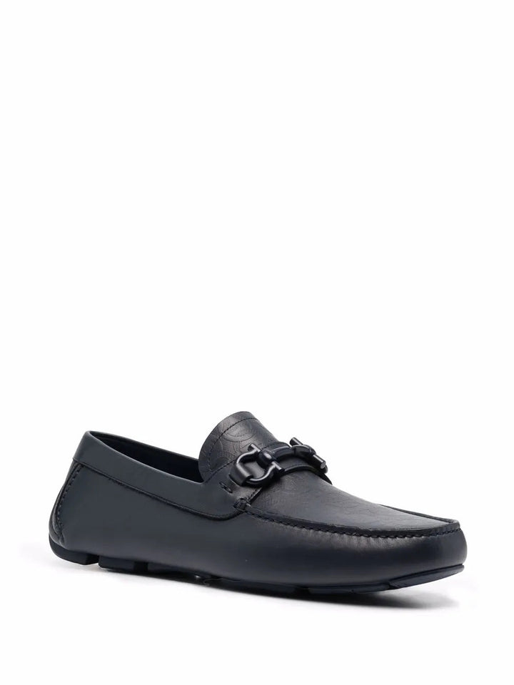 Ferragamo Embossed-Logo Leather Loafers