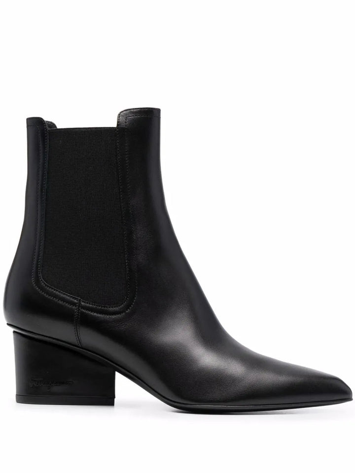 Ferragamo Logo-Embossed Heel Chelsea Boots