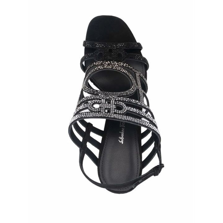 Ferragamo Crystal-Embellished Block-Heel Sandals