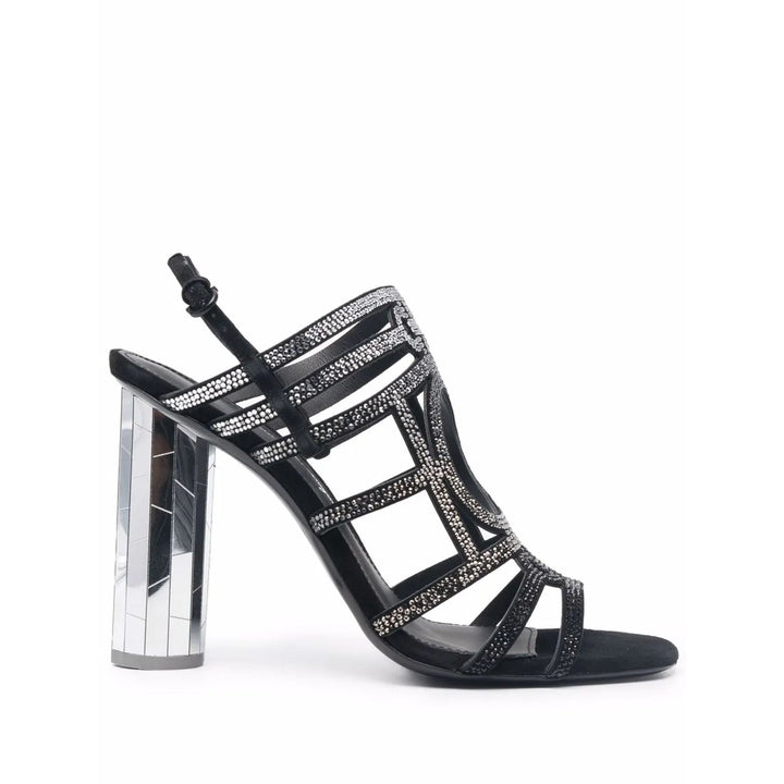 Ferragamo Crystal-Embellished Block-Heel Sandals