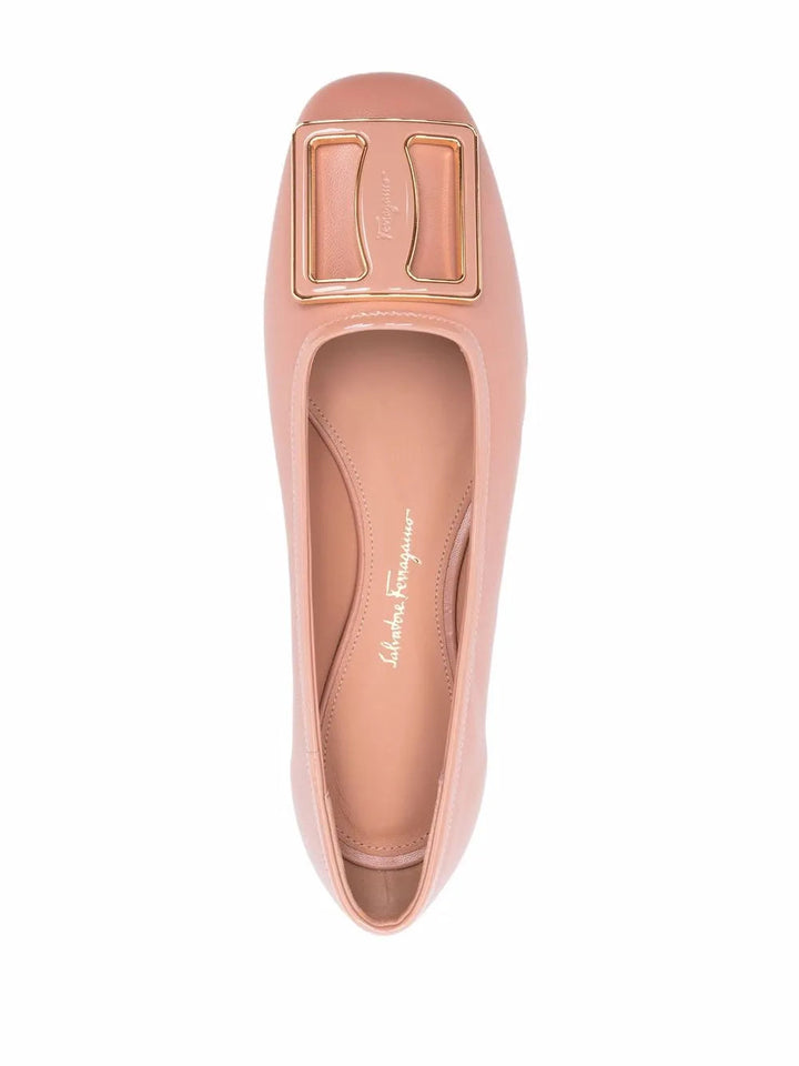 Ferragamo Embossed-Logo Plaque Ballerina Shoes
