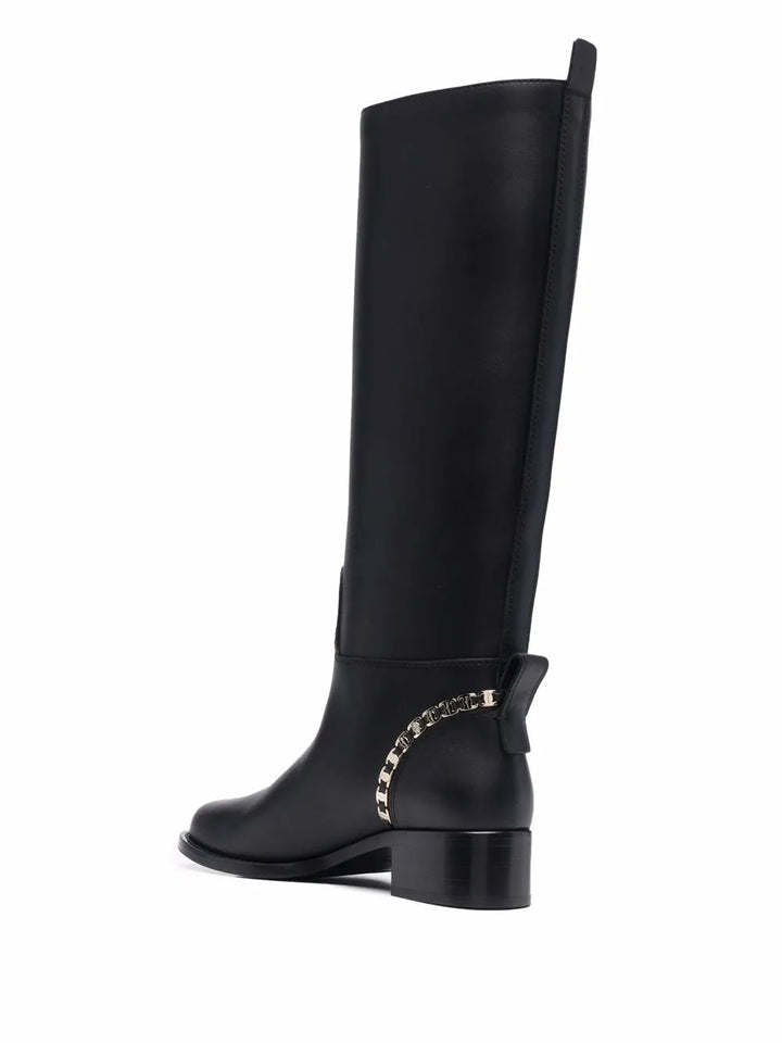 Ferragamo Vara Chain Knee-High Boots