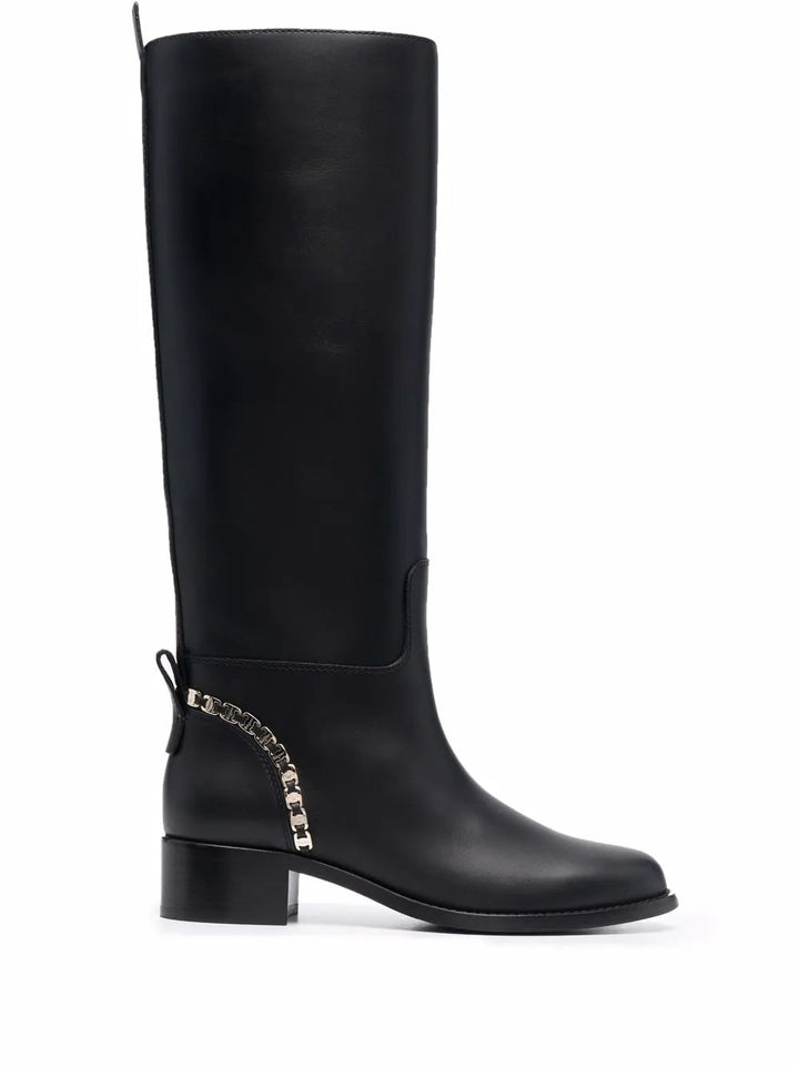 Ferragamo Vara Chain Knee-High Boots