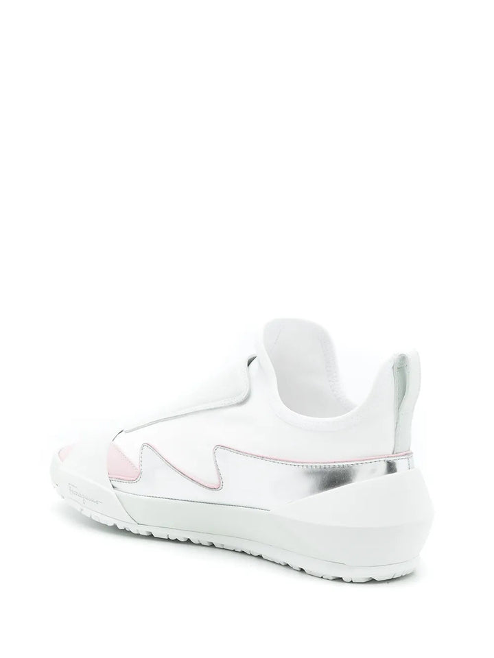 Ferragamo Leather Sock Sneakers in WHITE