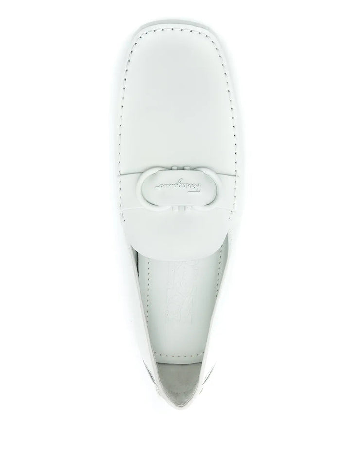 Ferragamo Gancini Calf Leather Slippers in NEUTRALS