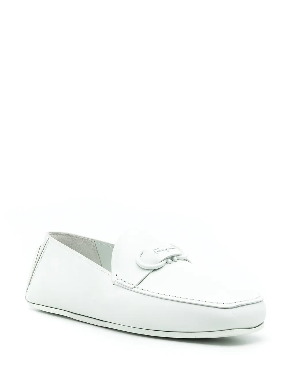 Ferragamo Gancini Calf Leather Slippers in NEUTRALS