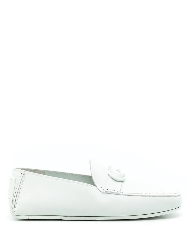 Ferragamo Gancini Calf Leather Slippers in NEUTRALS