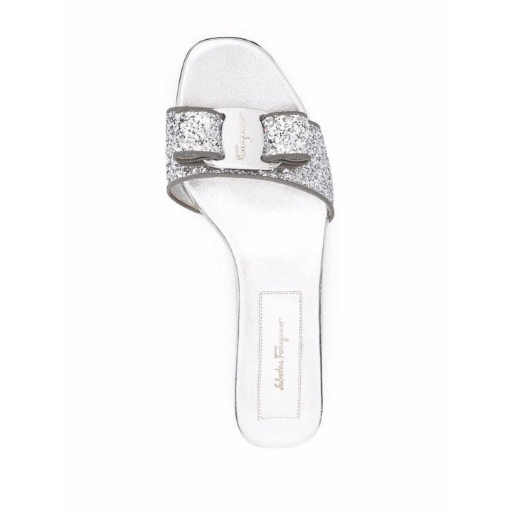 Ferragamo Vara Bow Glitter Slide Sandals