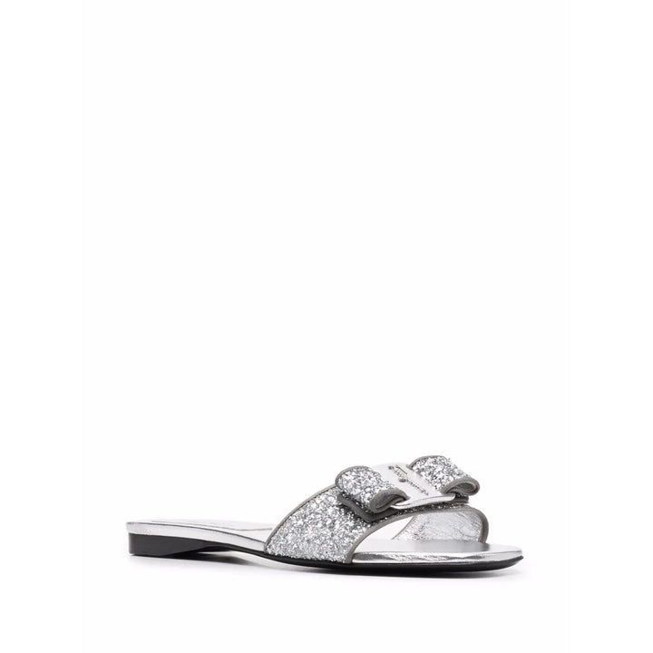 Ferragamo Vara Bow Glitter Slide Sandals