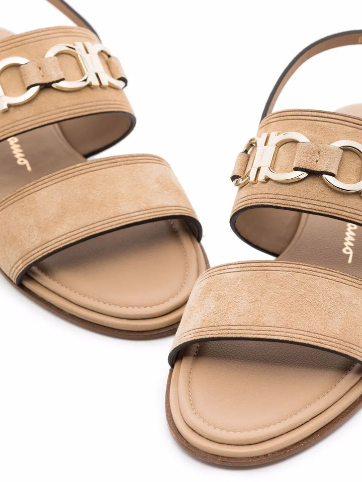 Ferragamo Gancini-Plaque Suede Sandals