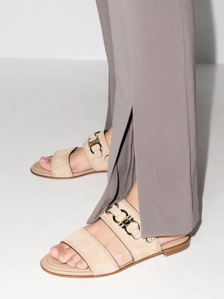 Ferragamo Gancini-Plaque Suede Sandals