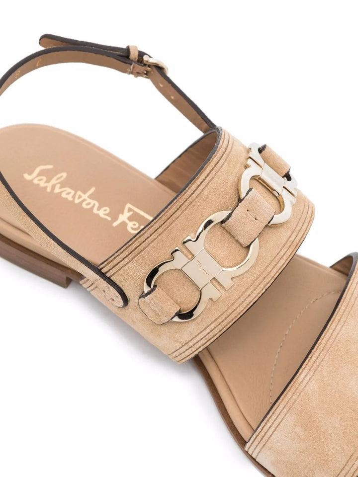 Ferragamo Gancini-Plaque Suede Sandals