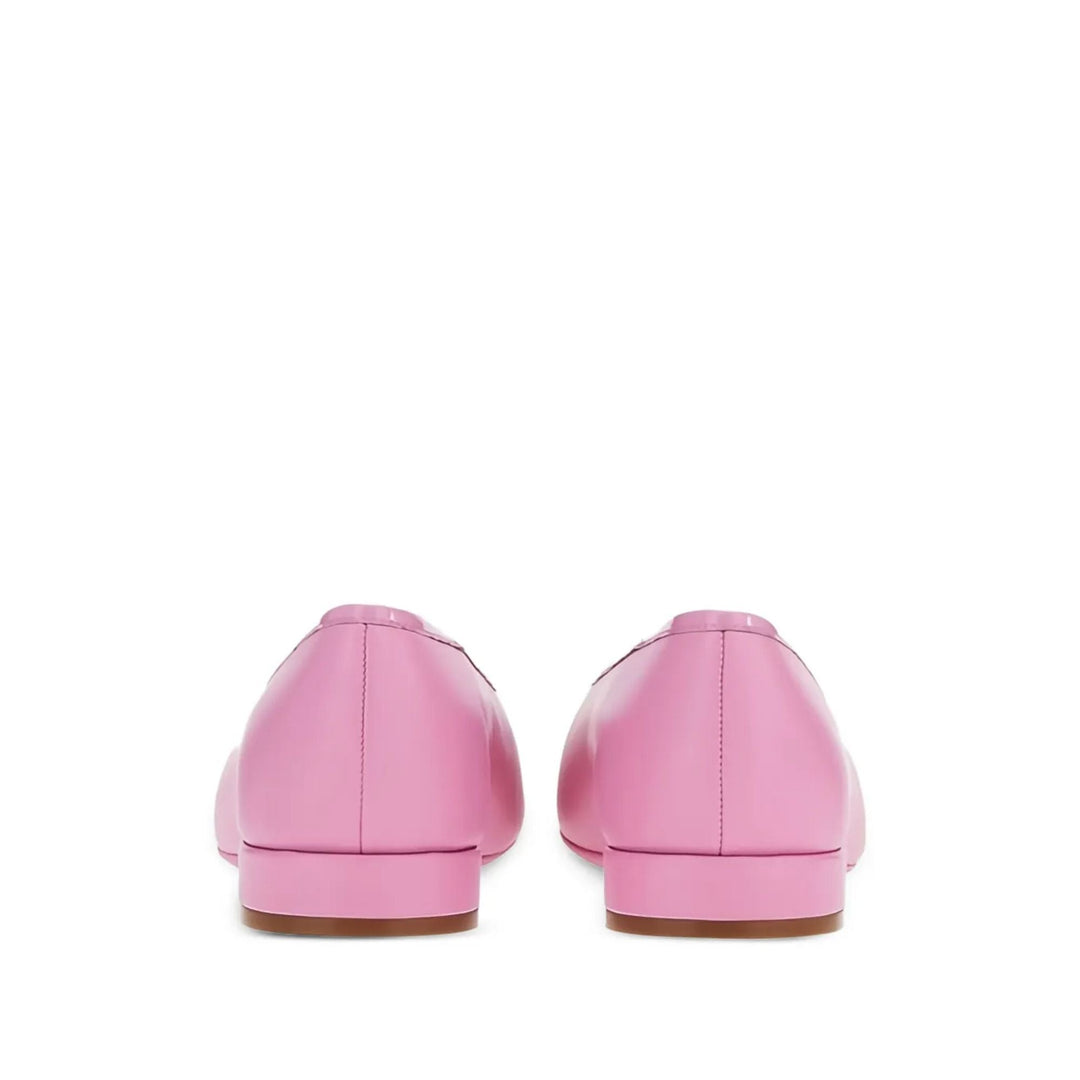 Ferragamo Buckle Leather Ballerina Flats