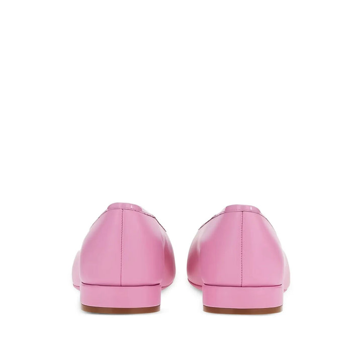 Ferragamo Buckle Leather Ballerina Flats
