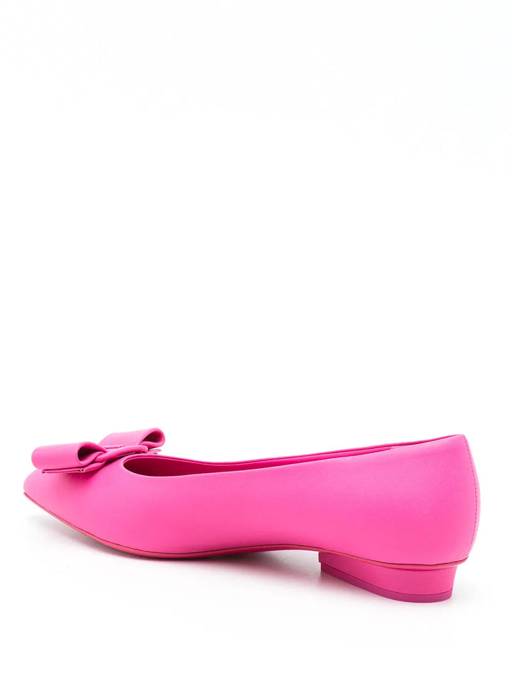Ferragamo Viva Bow-Detail Leather Ballerina Shoes
