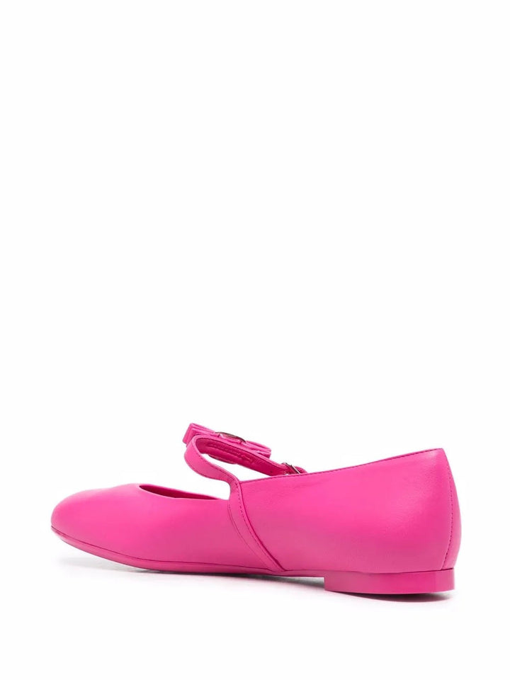 Ferragamo Bow-Detail Leather Ballerina Shoes