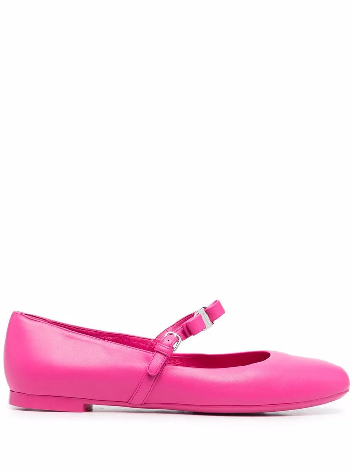 Ferragamo Bow-Detail Leather Ballerina Shoes