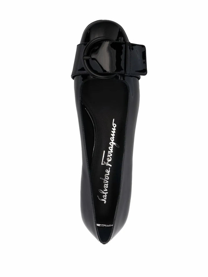 Ferragamo Buckle-Detail Ballerina Pumps
