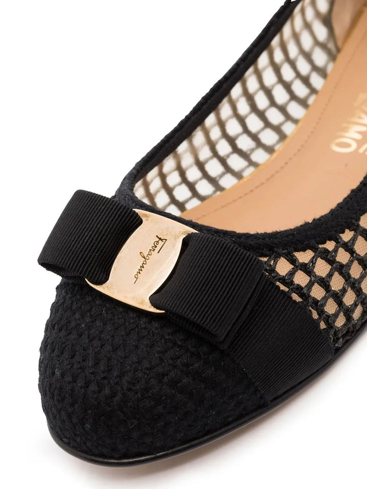 Ferragamo Varina Bow-Embellished Balleria Shoes