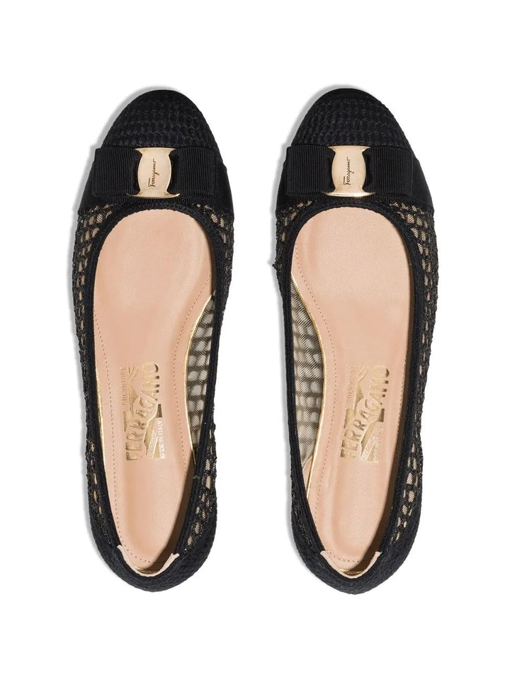 Ferragamo Varina Bow-Embellished Balleria Shoes