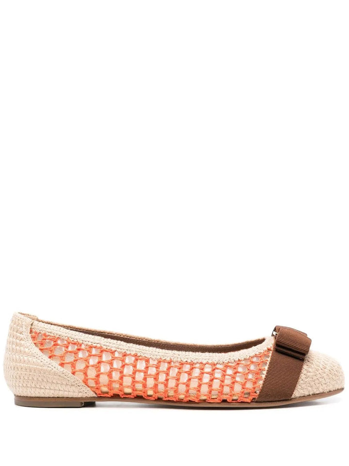 Ferragamo Bow-Detail Interwoven Ballerina Shoes