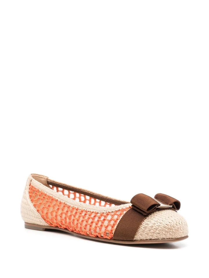 Ferragamo Bow-Detail Interwoven Ballerina Shoes