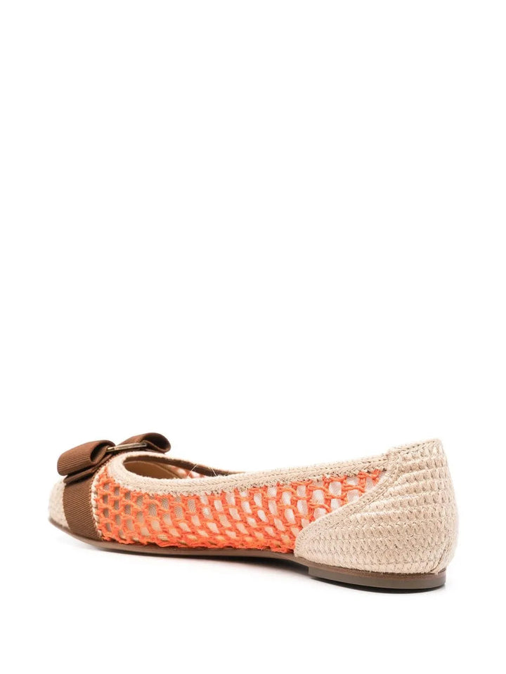 Ferragamo Bow-Detail Interwoven Ballerina Shoes