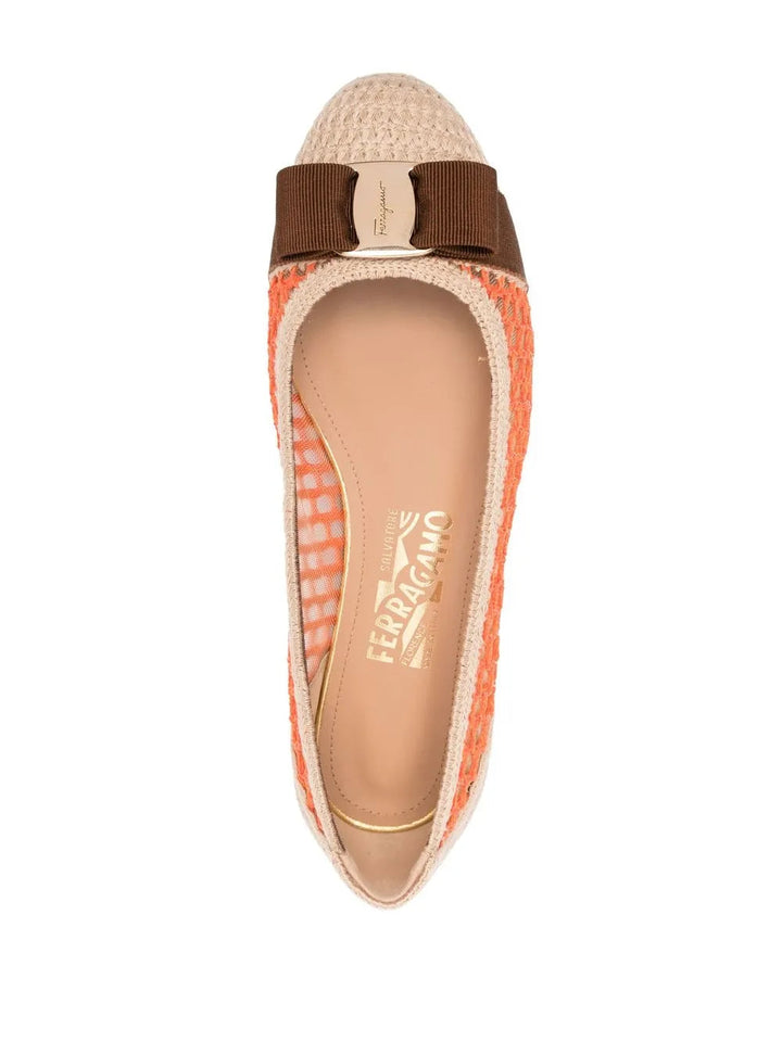 Ferragamo Bow-Detail Interwoven Ballerina Shoes