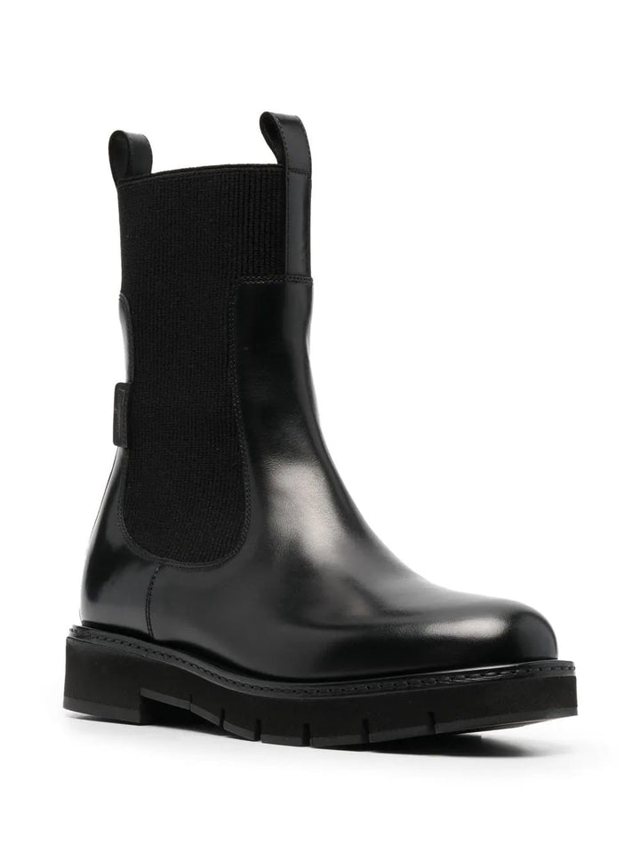 Ferragamo Cleated-Sole Leather Chelsea Boots