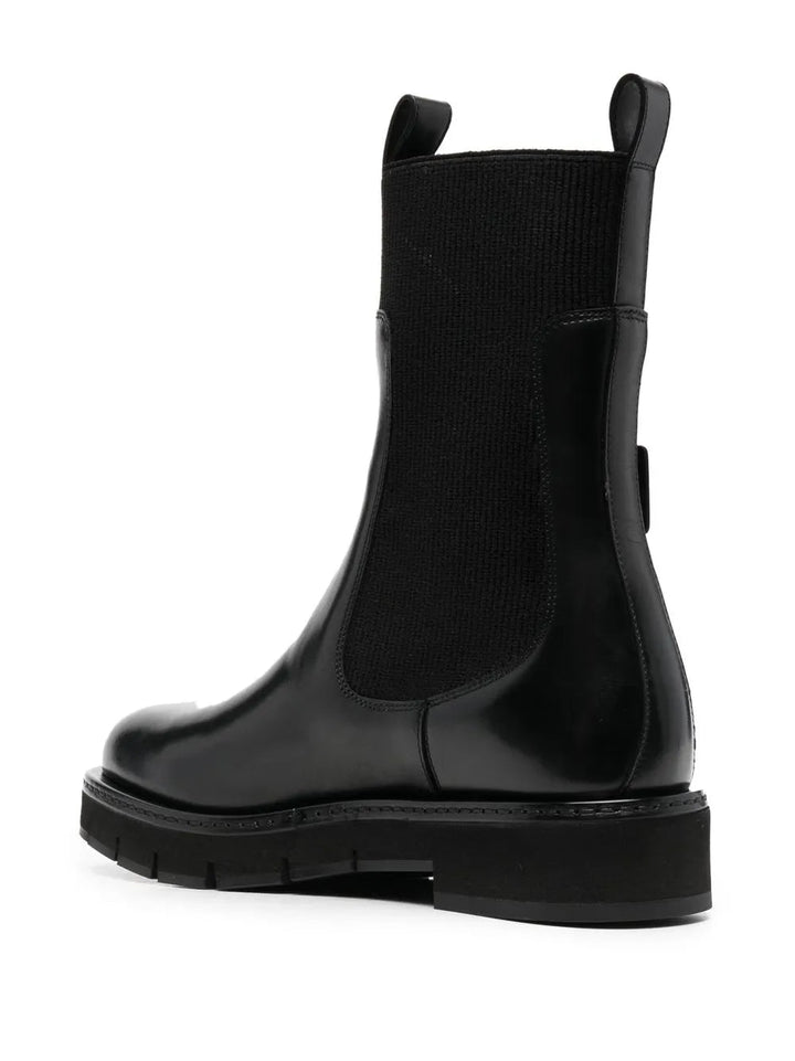 Ferragamo Cleated-Sole Leather Chelsea Boots