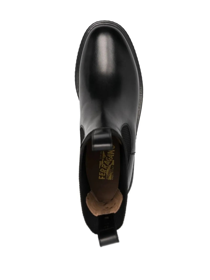 Ferragamo Cleated-Sole Leather Chelsea Boots