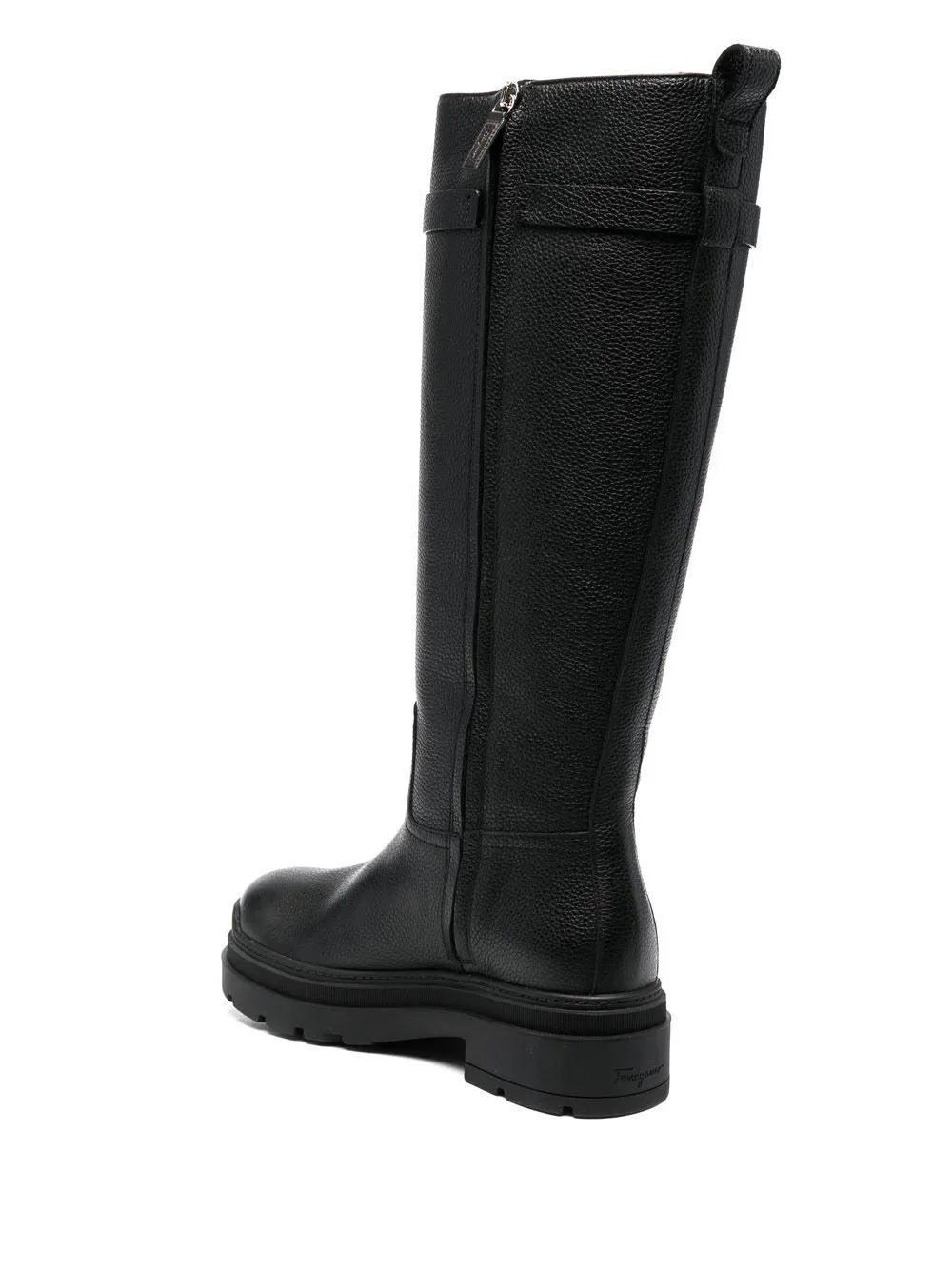 Ferragamo Vara Chain Knee-High Boots in BLACK