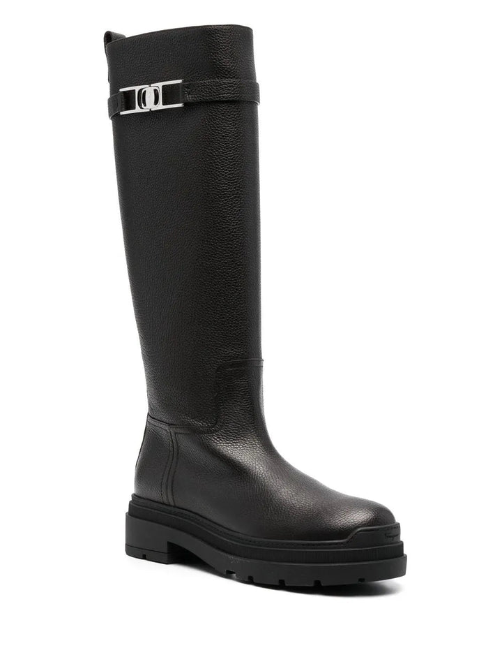 Ferragamo Ryder Knee-Length Leather Boots