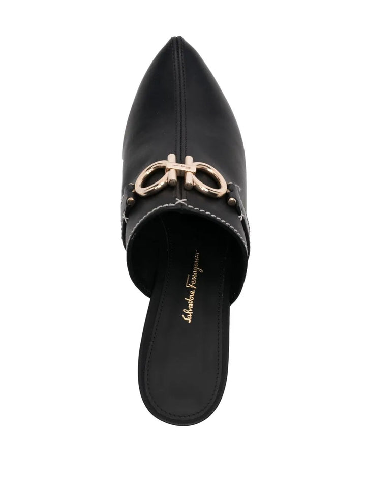 Ferragamo Gancini Leather Mules