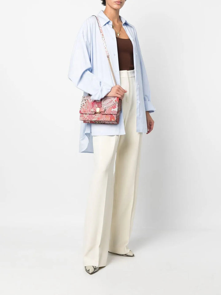 Ferragamo Vara Floral-Print Leather Satchel Bag