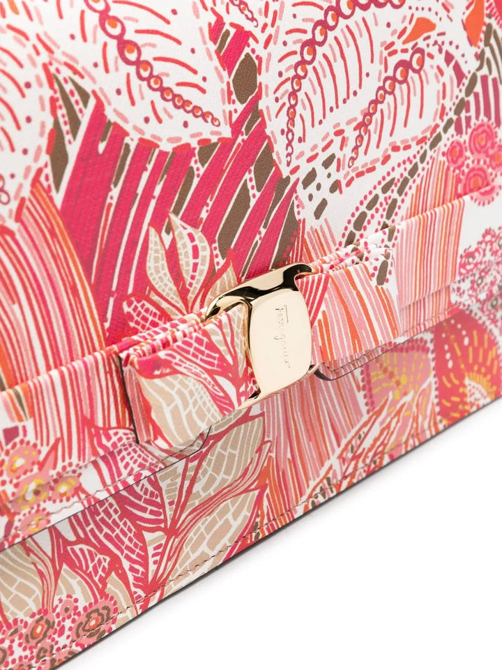 Ferragamo Vara Floral-Print Leather Satchel Bag