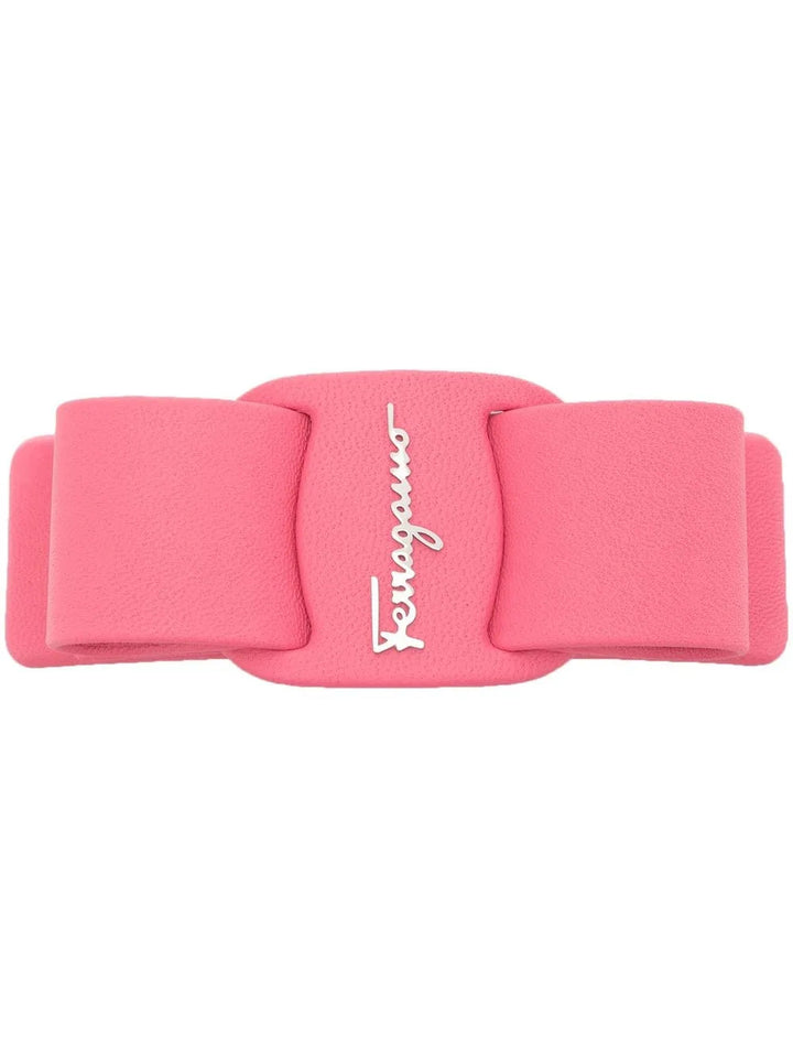 Ferragamo Logo-Plaque Leather Hair Clip