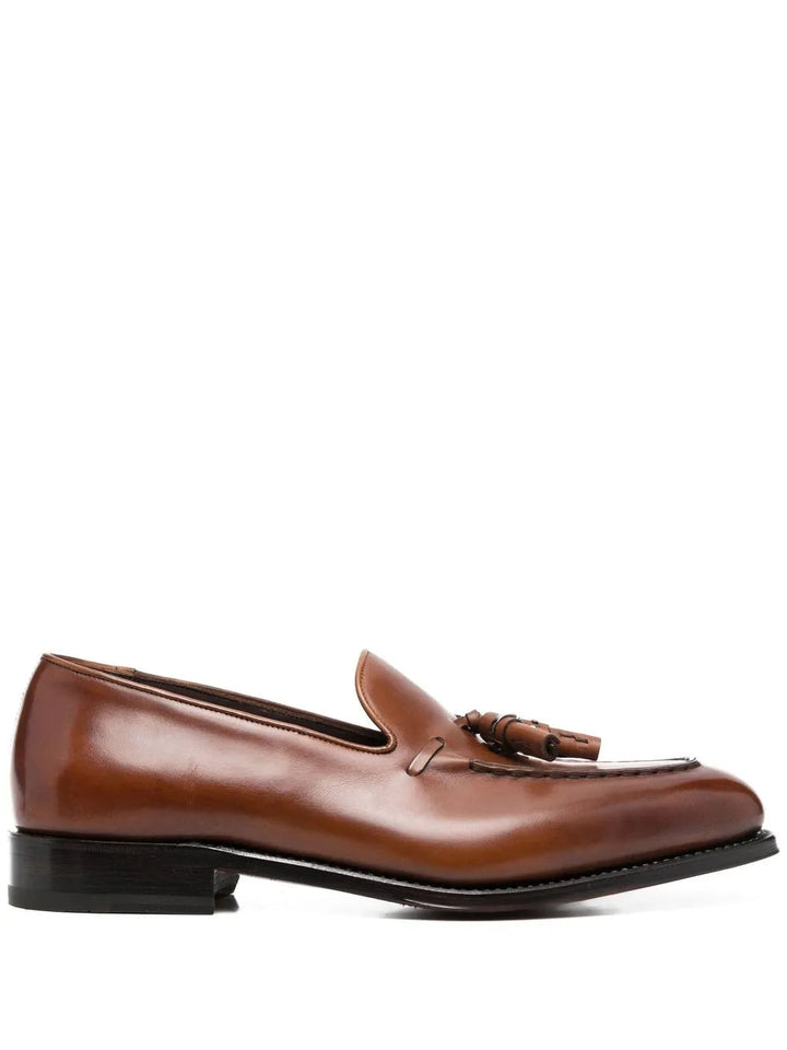 Ferragamo Tassel-Detail Leather Loafers in BROWN