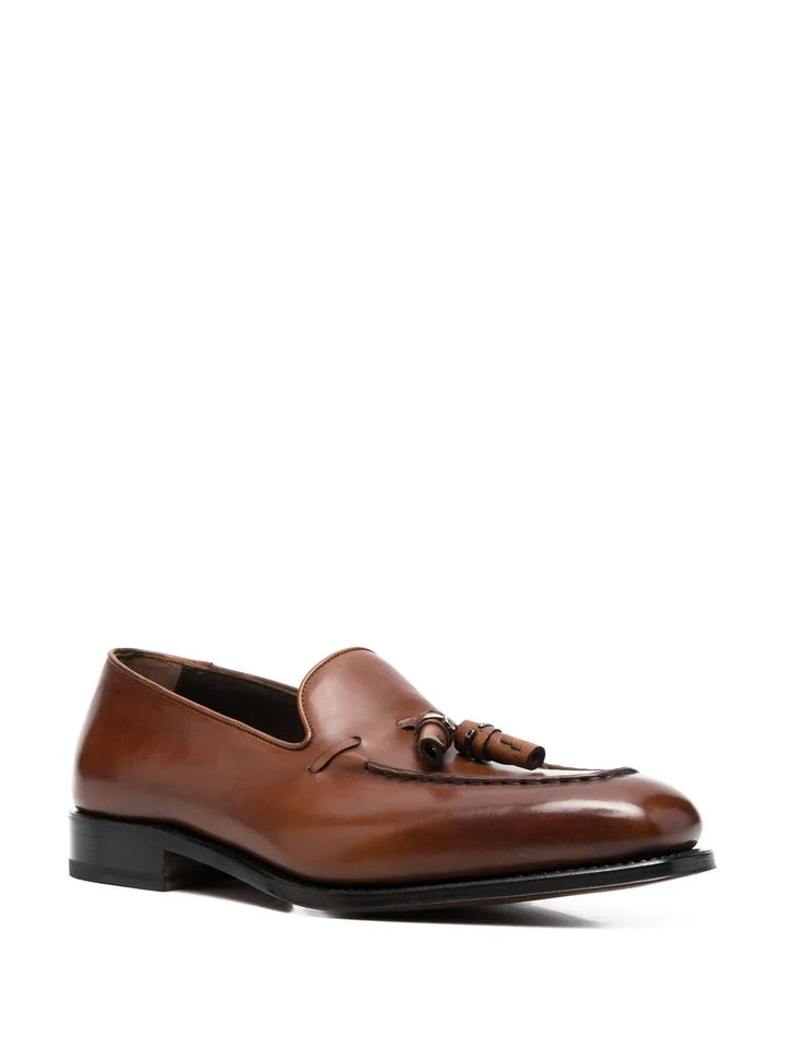 Ferragamo Tassel-Detail Leather Loafers in BROWN