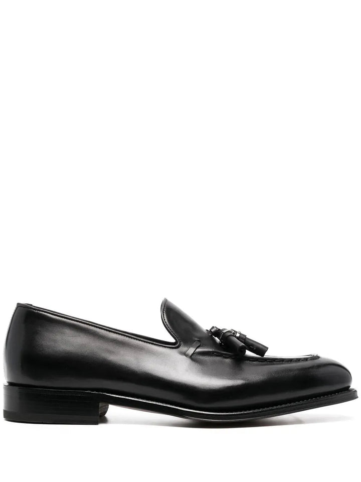 Ferragamo Almond-Toe Tassel Loafers in BLACK