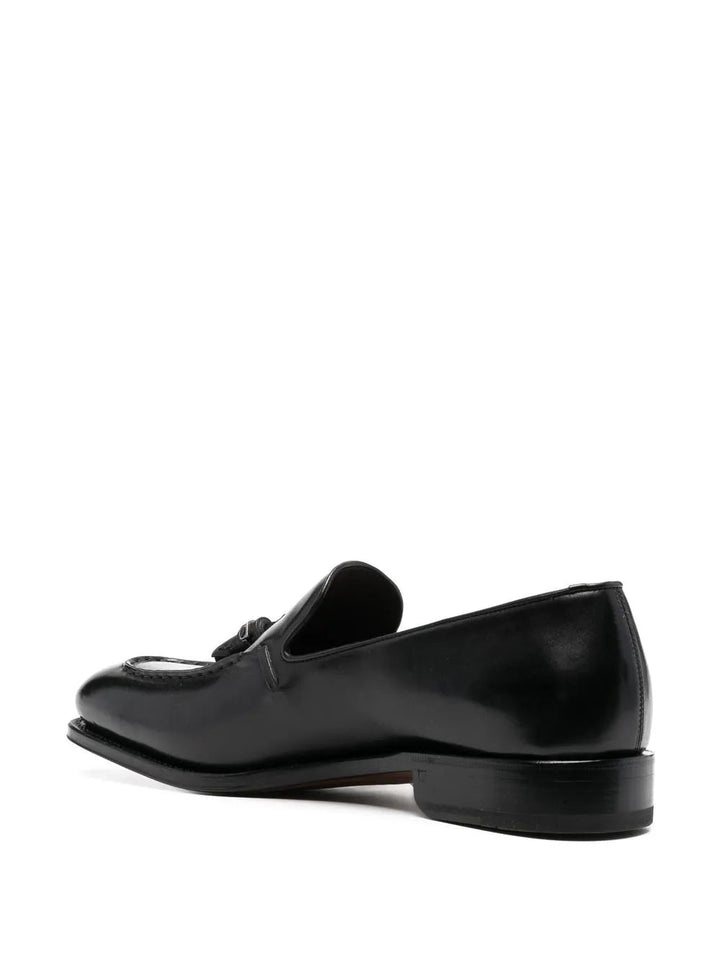 Ferragamo Almond-Toe Tassel Loafers in BLACK