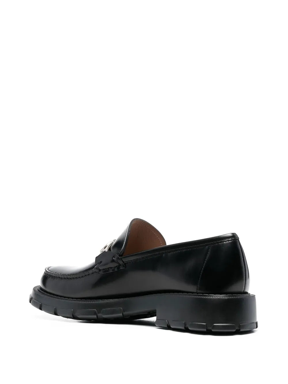 Ferragamo Logo-Plaque Leather Loafers in BLACK