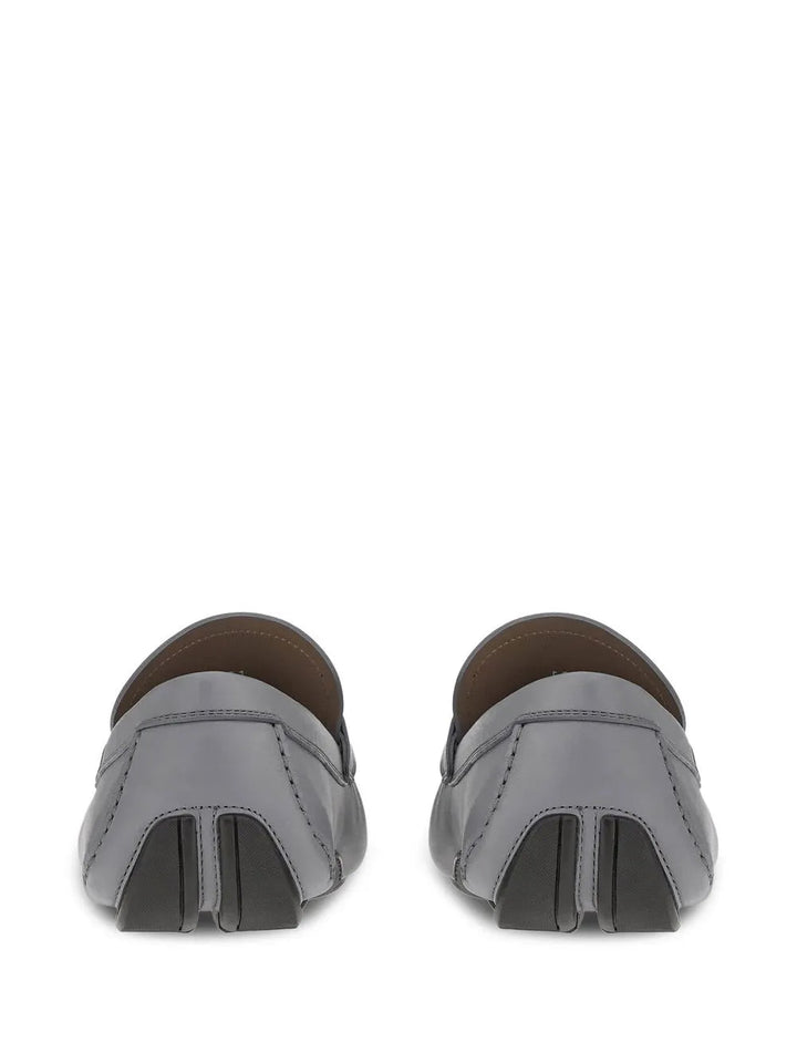 Ferragamo Sf-Buckle Round-Toe Loafers in GREY