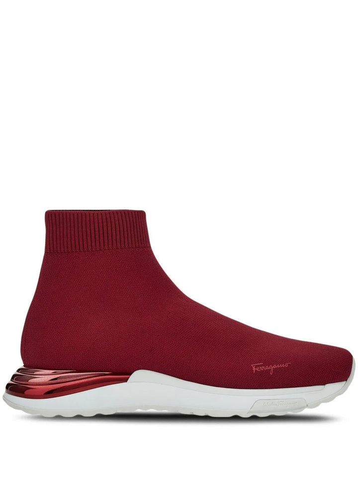 Ferragamo Logo-Print Slip-On Sneakers in RED