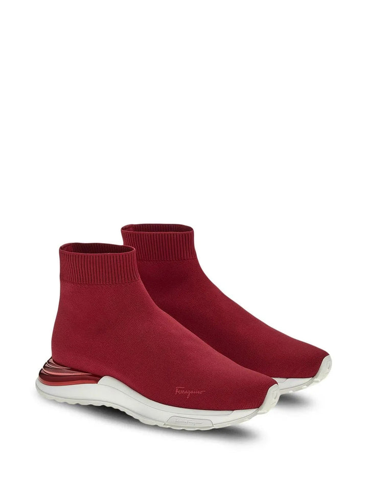 Ferragamo Logo-Print Slip-On Sneakers in RED