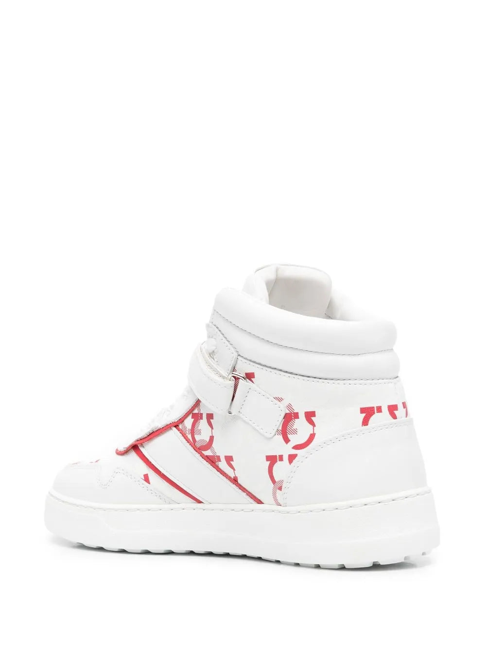Ferragamo Noè High-Top Leather Sneakers in WHITE
