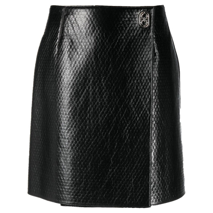 Salvatore Ferragamo - Clothing - Skirts - Ferragamo Embossed Wrap Leather Skirt Black - 8057553878657 - Ask Me Wear