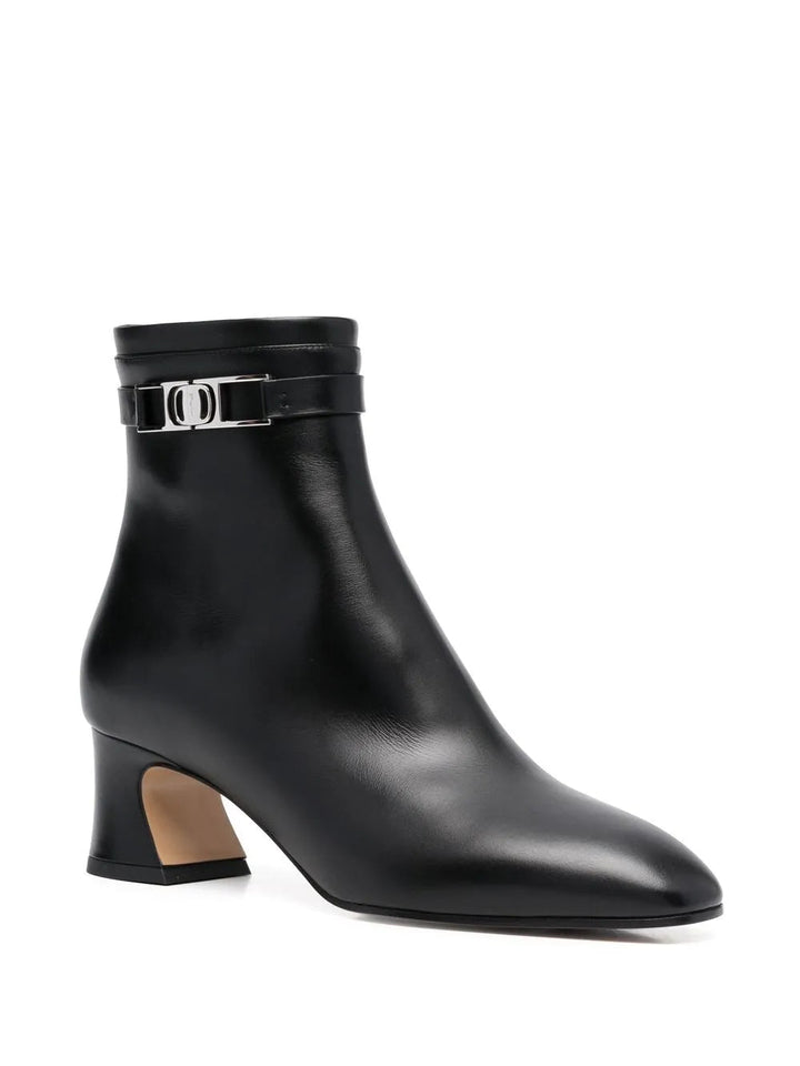 Ferragamo Vara Chain Leather Ankle Boots